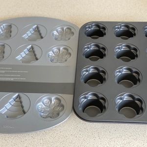 New Crate & Barrel Cookie pan & Flower Muffin pan